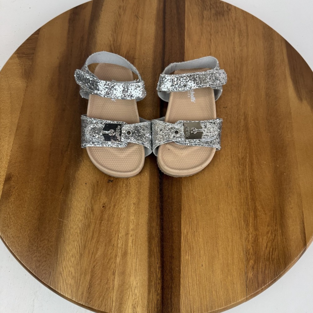 New Little Kids Girls Dr Scholls Original Toddler Silver Metallic Sandals Size 7